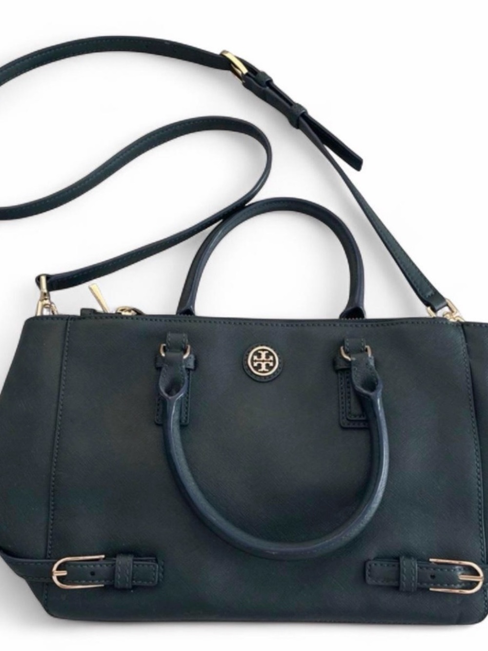 Tory Burch Dark Green Leather Satchel - Robinson - Picture 2 of 8